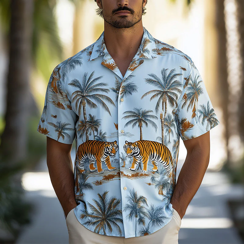 Levi | Men'S Summer Fashion Printed Satin Short Sleeve Shirt - Image 2