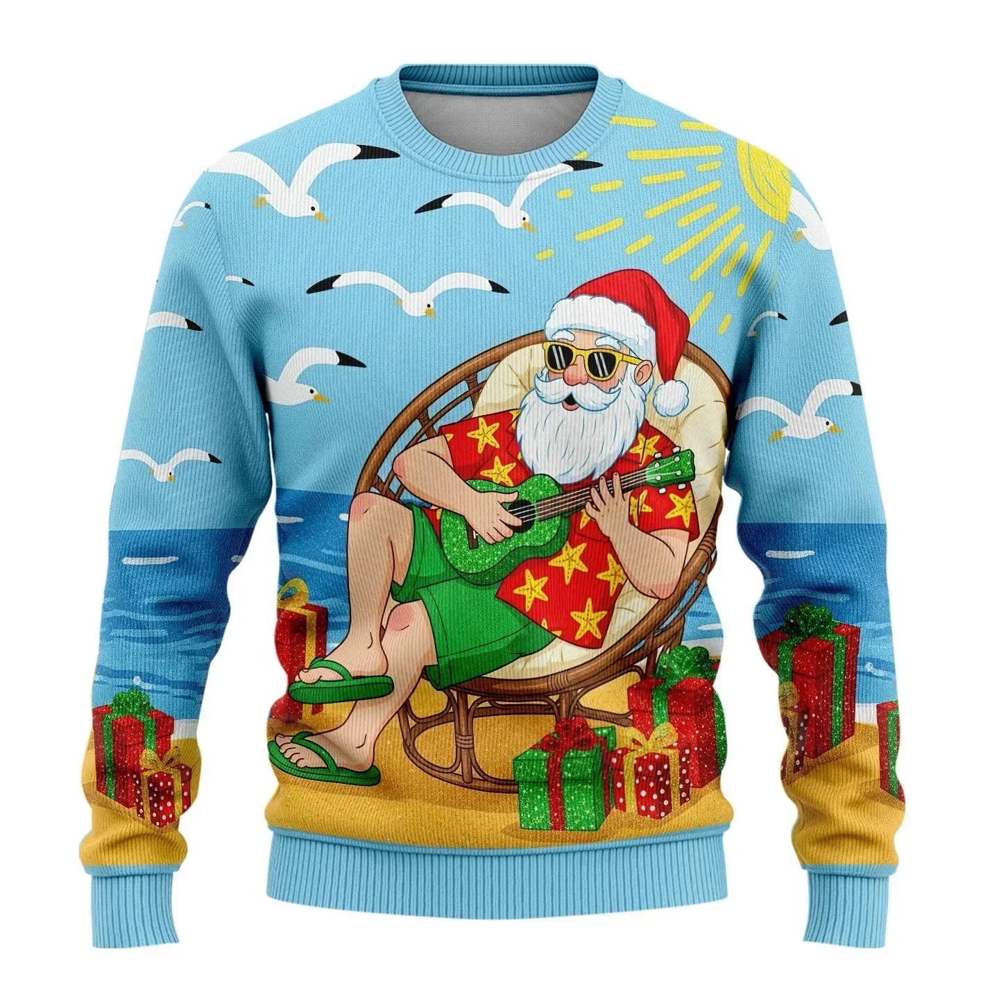 LevinĀ® | Menās Knitted Chrisas Jumper With Santa Print - Image 11