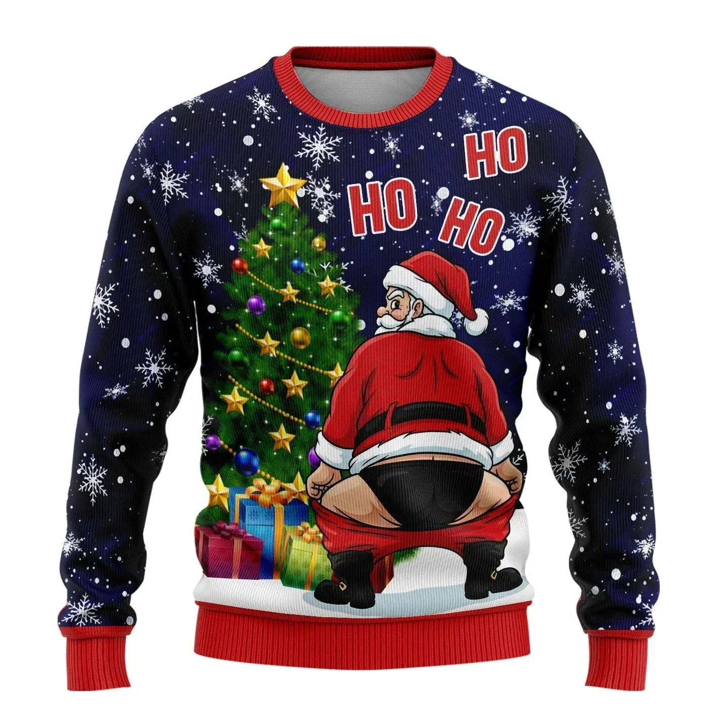 LevinĀ® | Menās Knitted Chrisas Jumper With Santa Print - Image 5