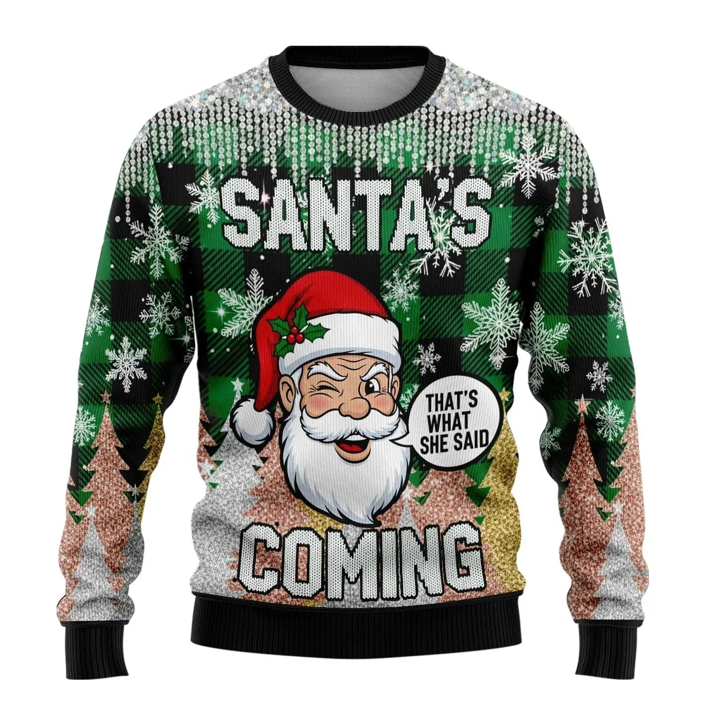 LevinĀ® | Menās Knitted Chrisas Jumper With Santa Print - Image 9