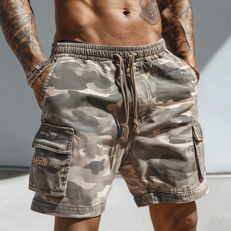 Liam | Men'S Summer Camouflage Elastic Lace-Up Cargo Shorts - Image 2