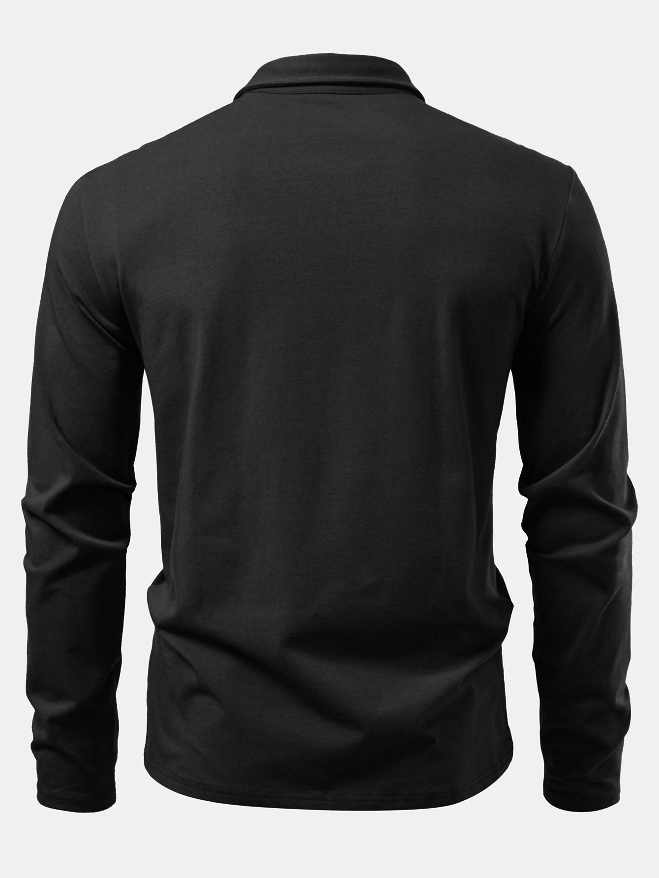 Liam | Solid Long Sleeve Cotton Polo Shirt - Image 13