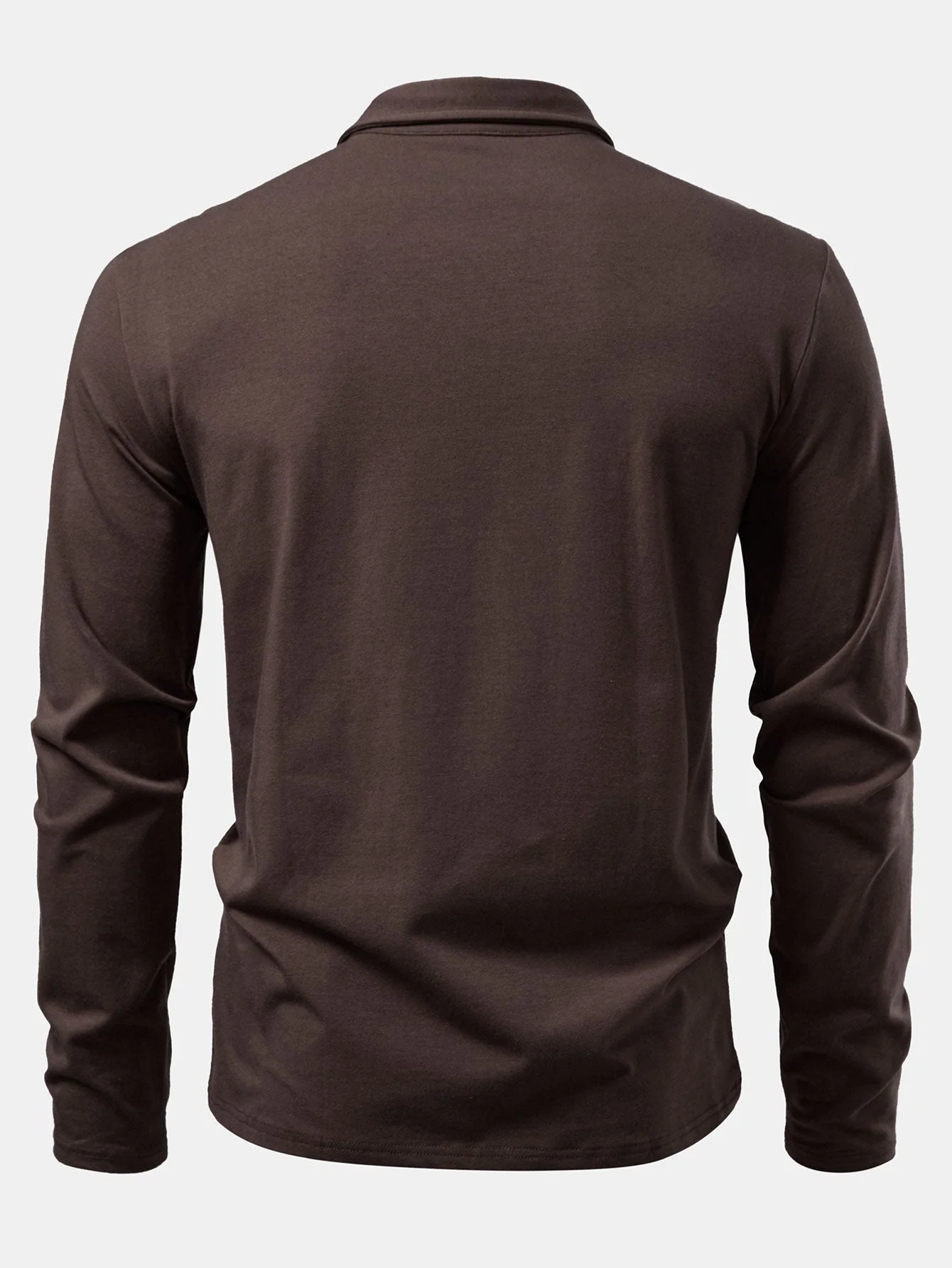 Liam | Solid Long Sleeve Cotton Polo Shirt - Image 15