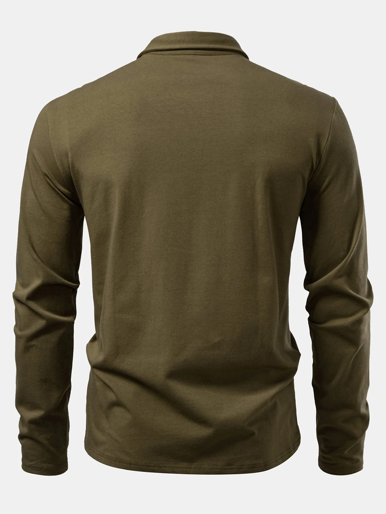 Liam | Solid Long Sleeve Cotton Polo Shirt - Image 18