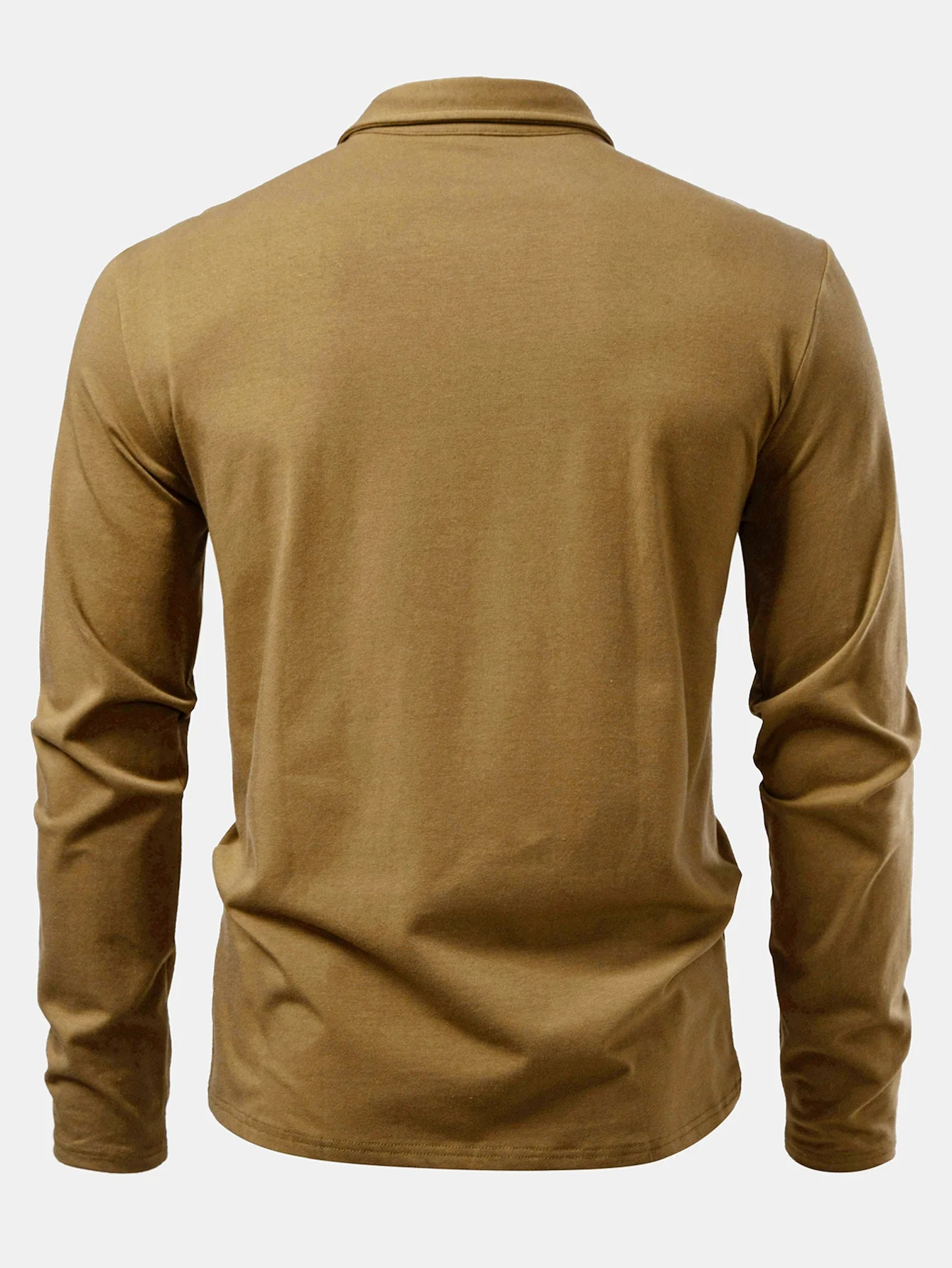 Liam | Solid Long Sleeve Cotton Polo Shirt - Image 2