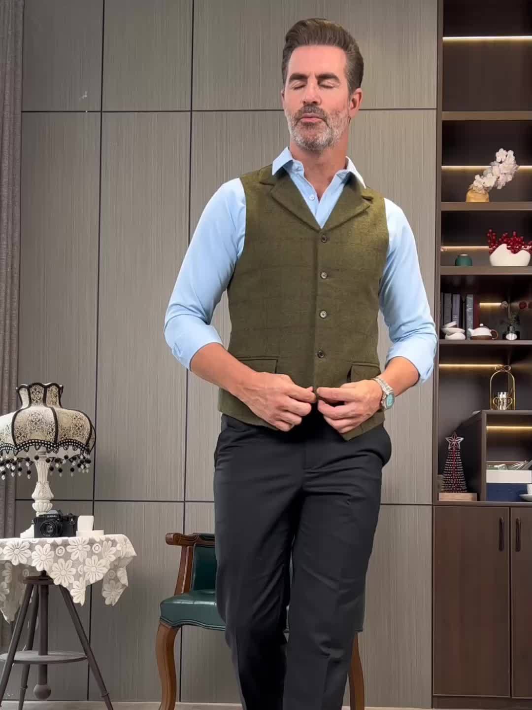 Liberato® | Check Patterns Wool Waistcoat - Image 9