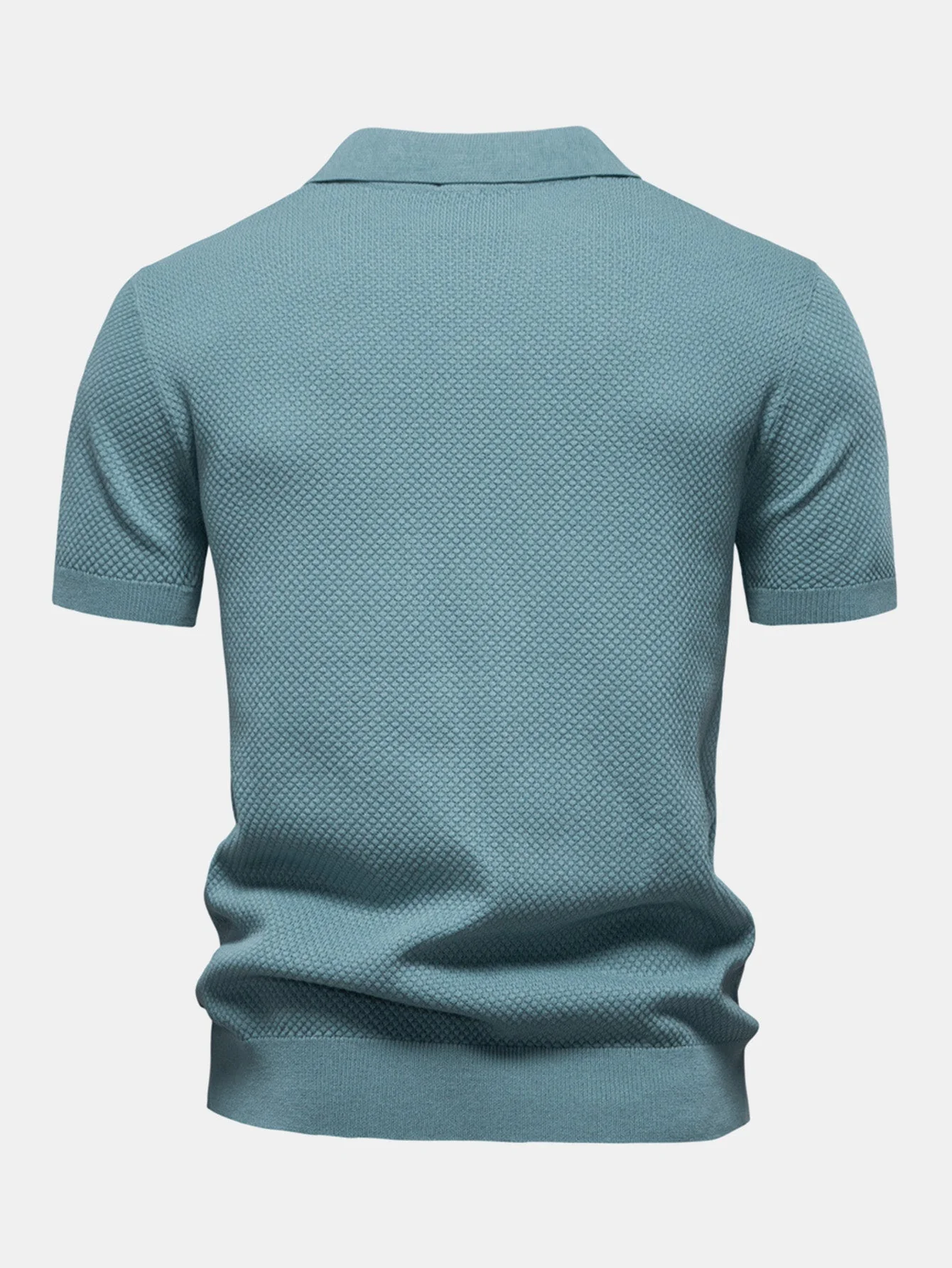 Lincoln | Pineapple Texture Knit V Neck Polo - Image 12
