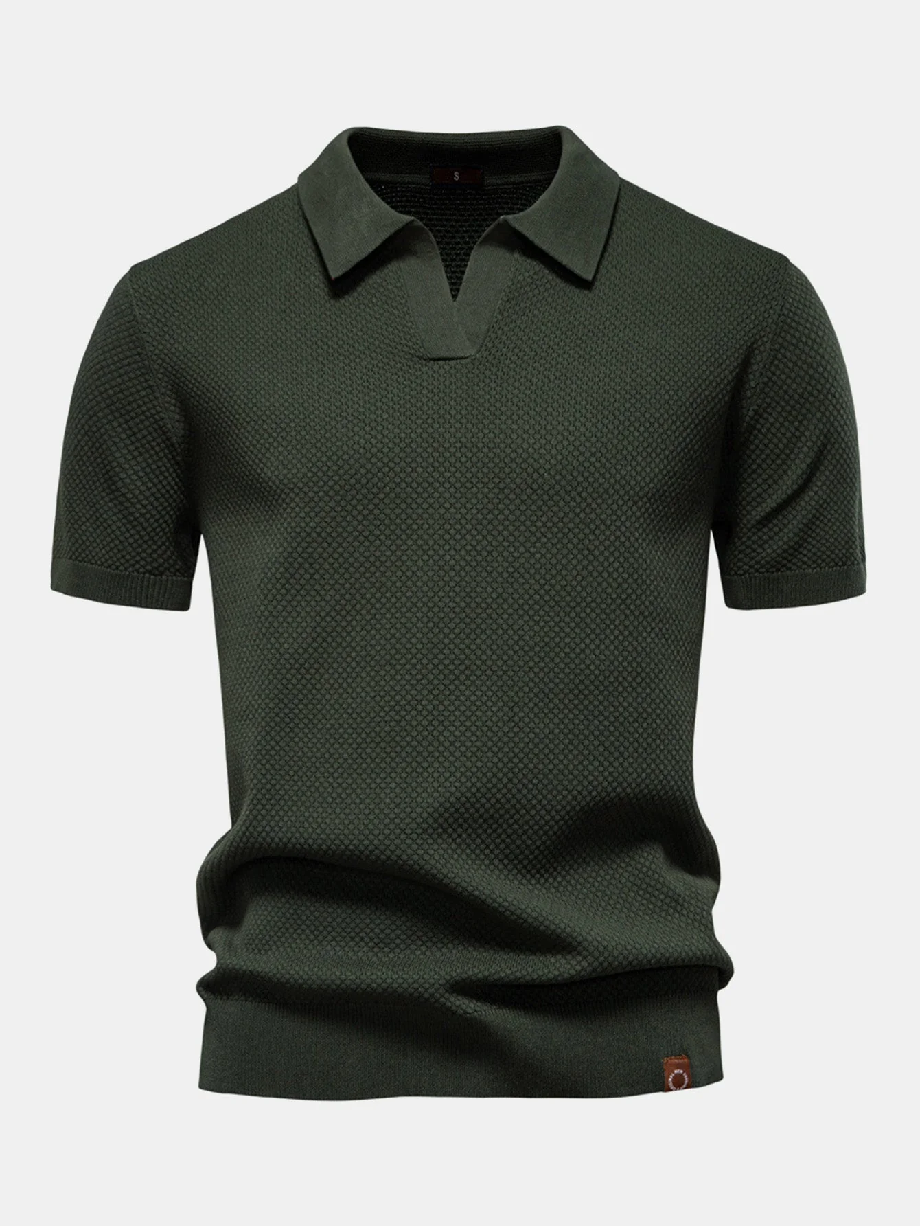 Lincoln | Pineapple Texture Knit V Neck Polo - Image 13