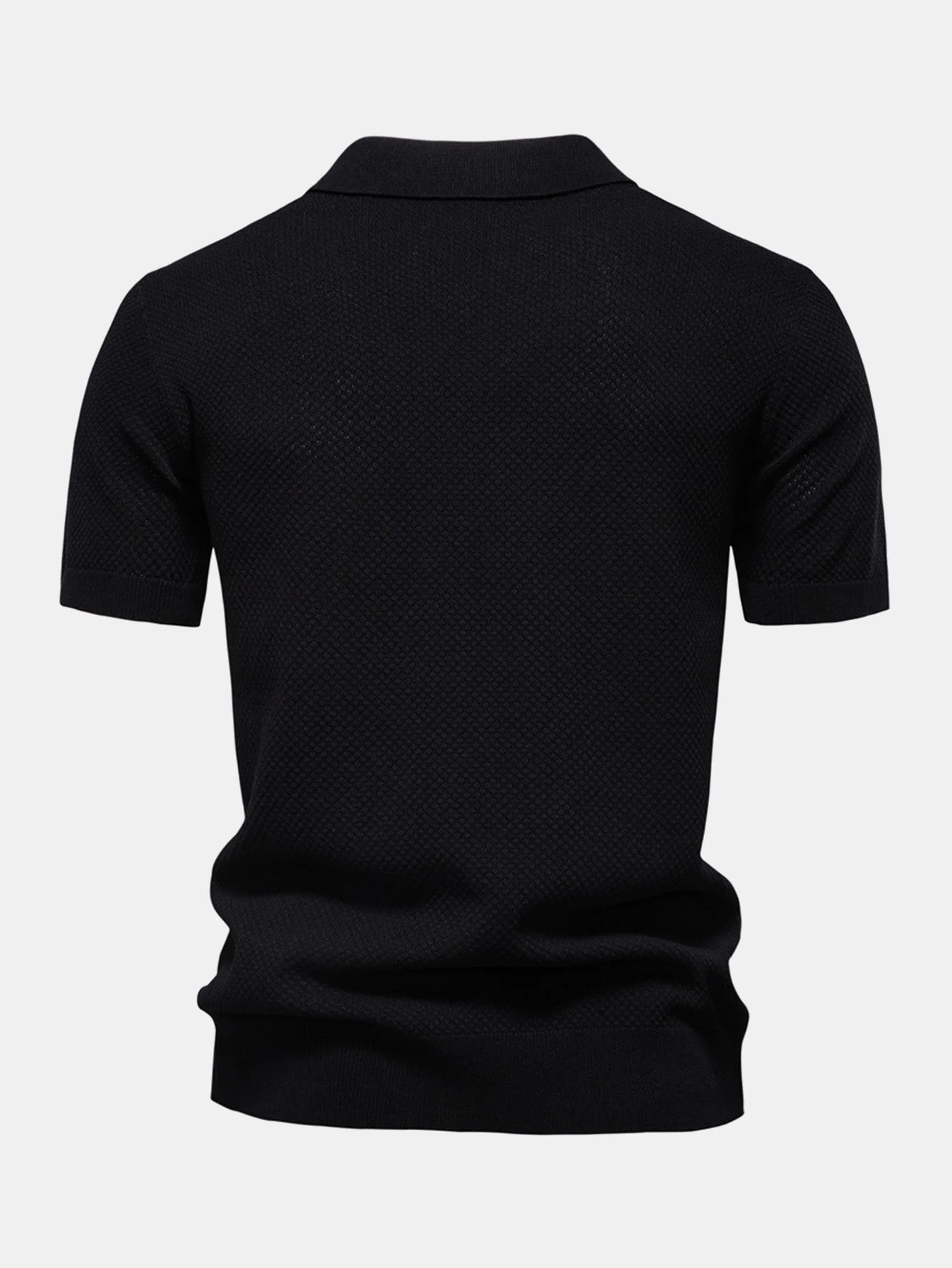 Lincoln | Pineapple Texture Knit V Neck Polo - Image 16