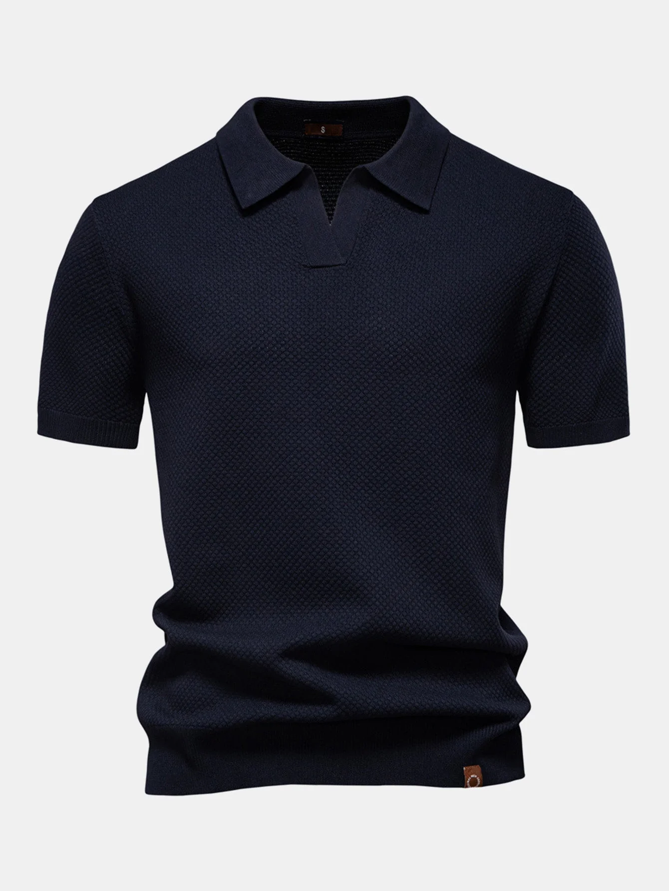 Lincoln | Pineapple Texture Knit V Neck Polo - Image 17