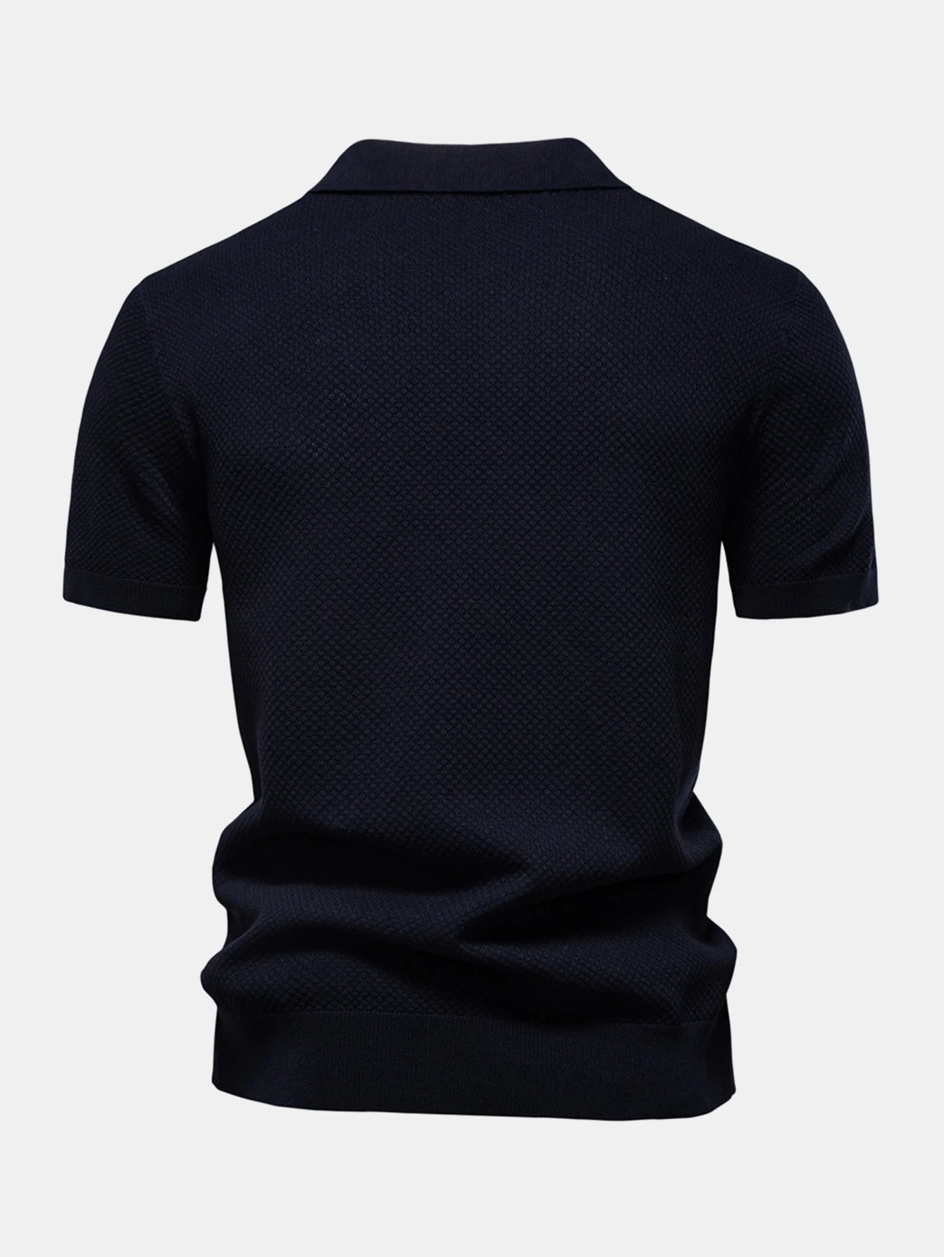 Lincoln | Pineapple Texture Knit V Neck Polo - Image 18