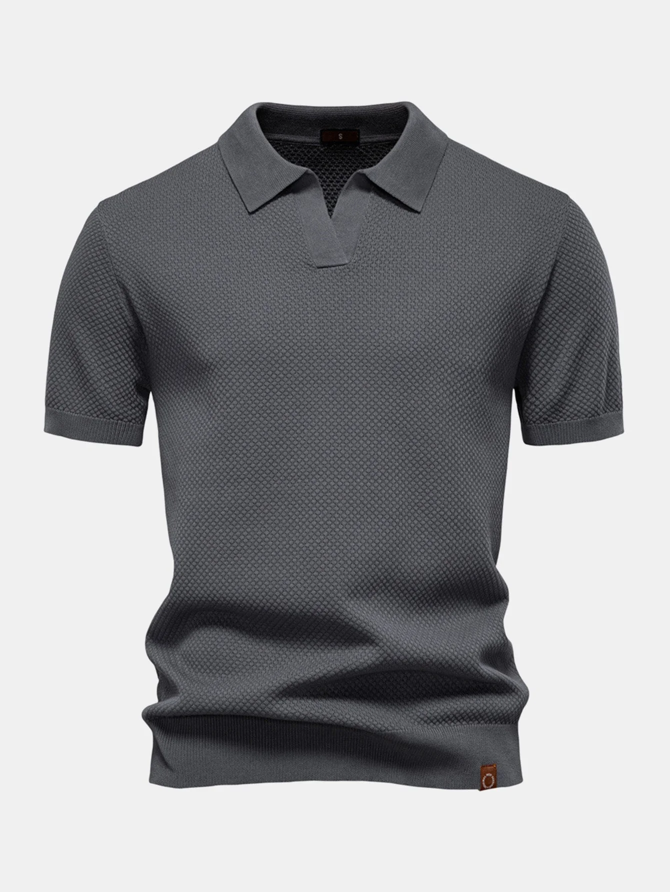 Lincoln | Pineapple Texture Knit V Neck Polo - Image 3
