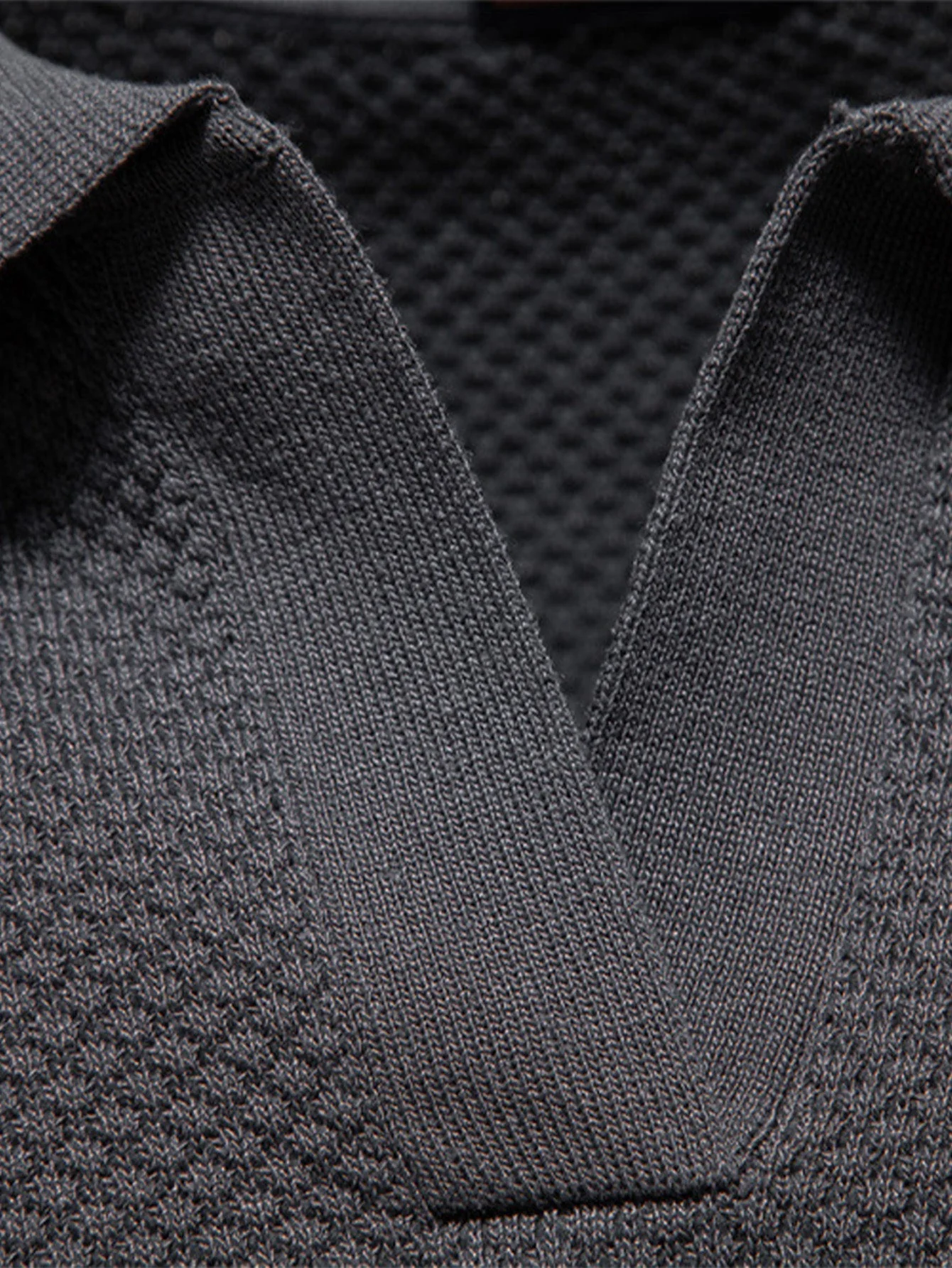 Lincoln | Pineapple Texture Knit V Neck Polo - Image 7
