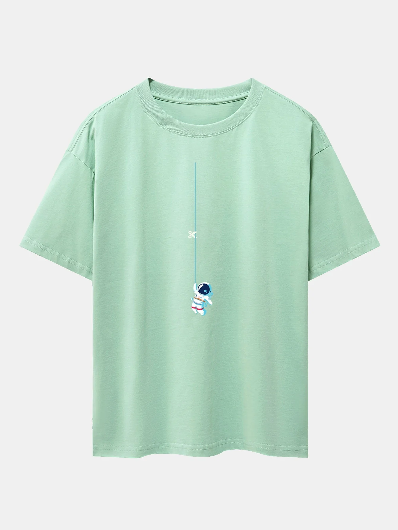 Lino® | Astronaut On A Rope Print Drop Shoulder Oversize T-Shirt - Image 10