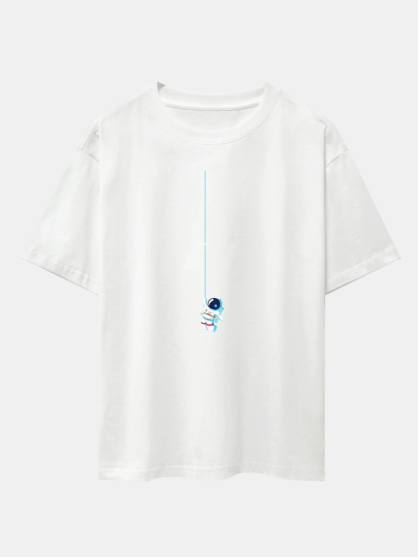 Lino® | Astronaut On A Rope Print Drop Shoulder Oversize T-Shirt - Image 11