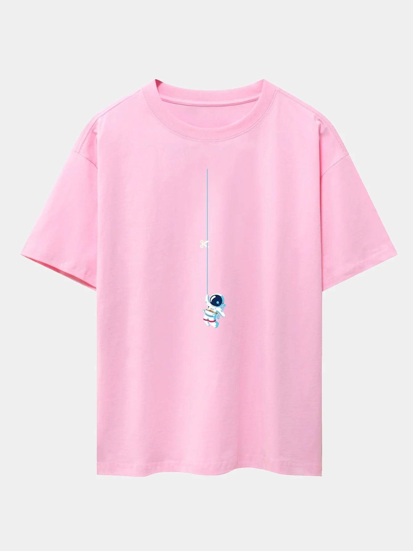 Lino® | Astronaut On A Rope Print Drop Shoulder Oversize T-Shirt - Image 12