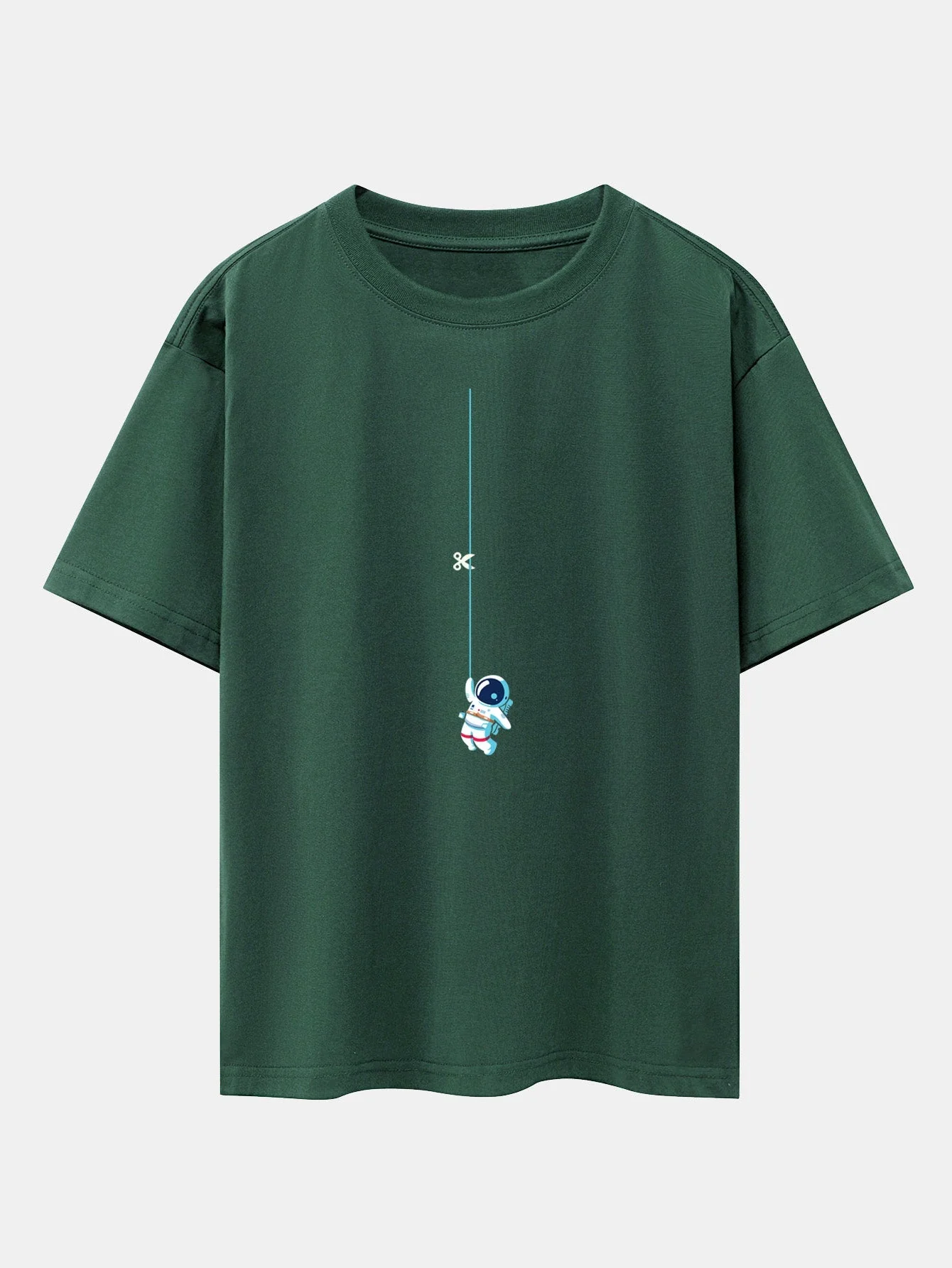 Lino® | Astronaut On A Rope Print Drop Shoulder Oversize T-Shirt - Image 7