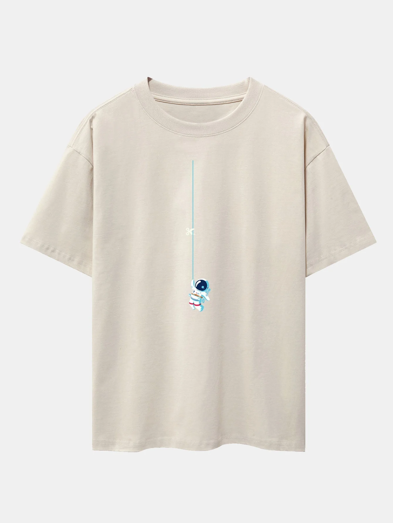 Lino® | Astronaut On A Rope Print Drop Shoulder Oversize T-Shirt - Image 9