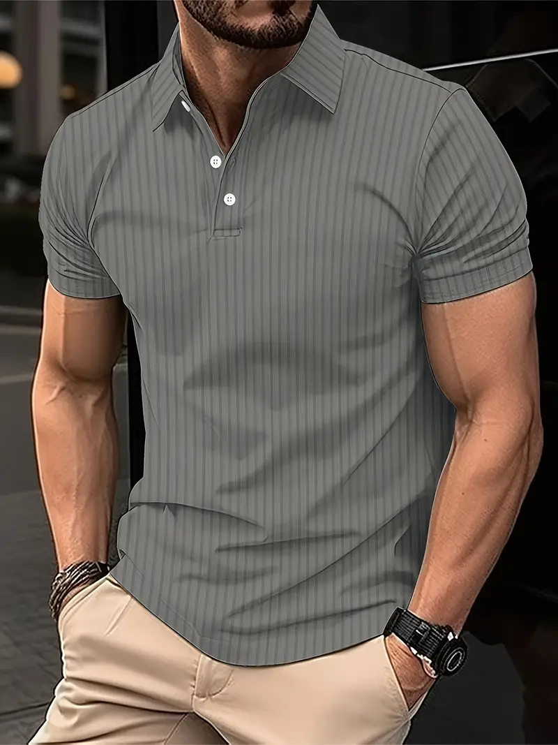 Livia® | Casual Ribbed Short Sleeve Shirt For Men - Image 2