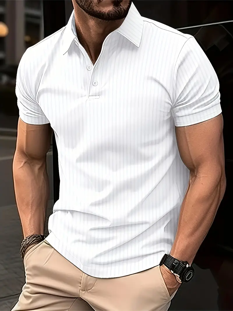 Livia® | Casual Ribbed Short Sleeve Shirt For Men - Image 8