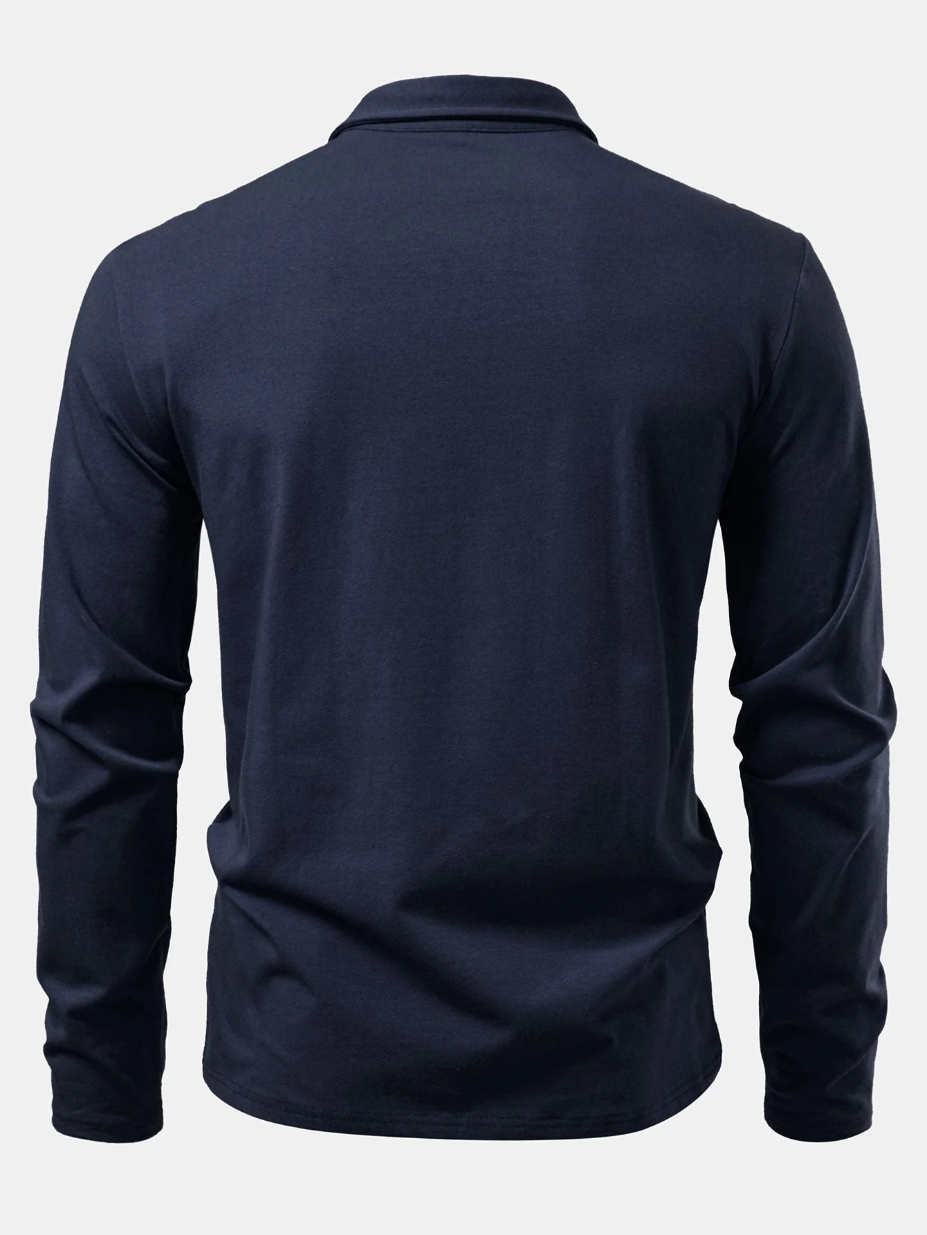 Livio® | Solid Long Sleeve Cotton Polo Shirt - Image 12