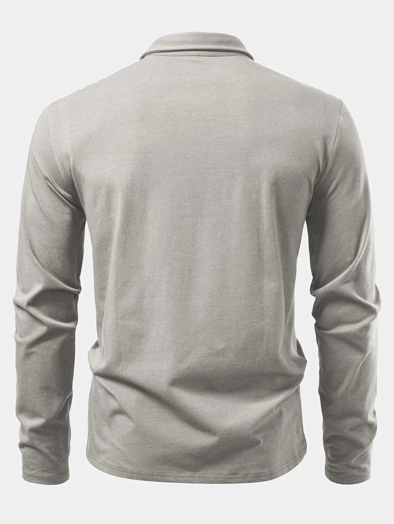 Livio® | Solid Long Sleeve Cotton Polo Shirt - Image 13