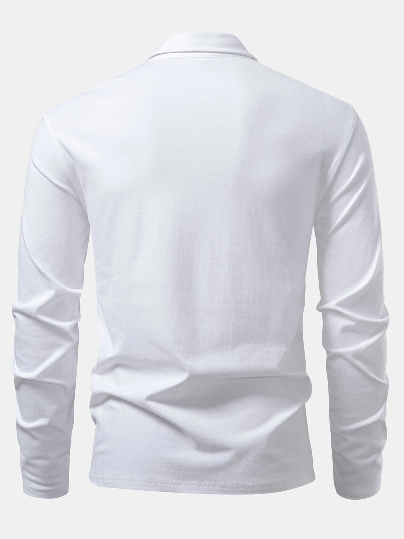 Livio® | Solid Long Sleeve Cotton Polo Shirt - Image 18