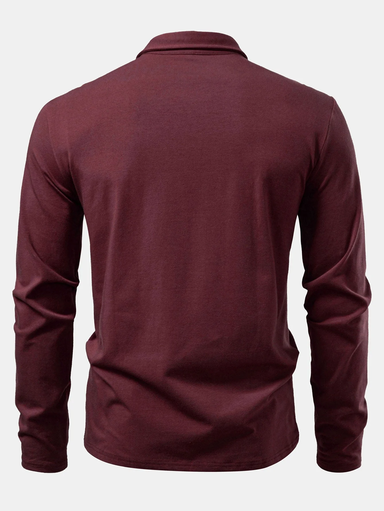 Livio® | Solid Long Sleeve Cotton Polo Shirt - Image 2