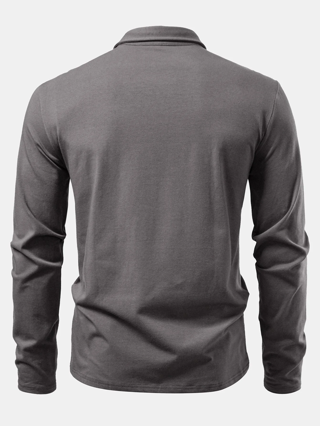 Livio® | Solid Long Sleeve Cotton Polo Shirt - Image 6
