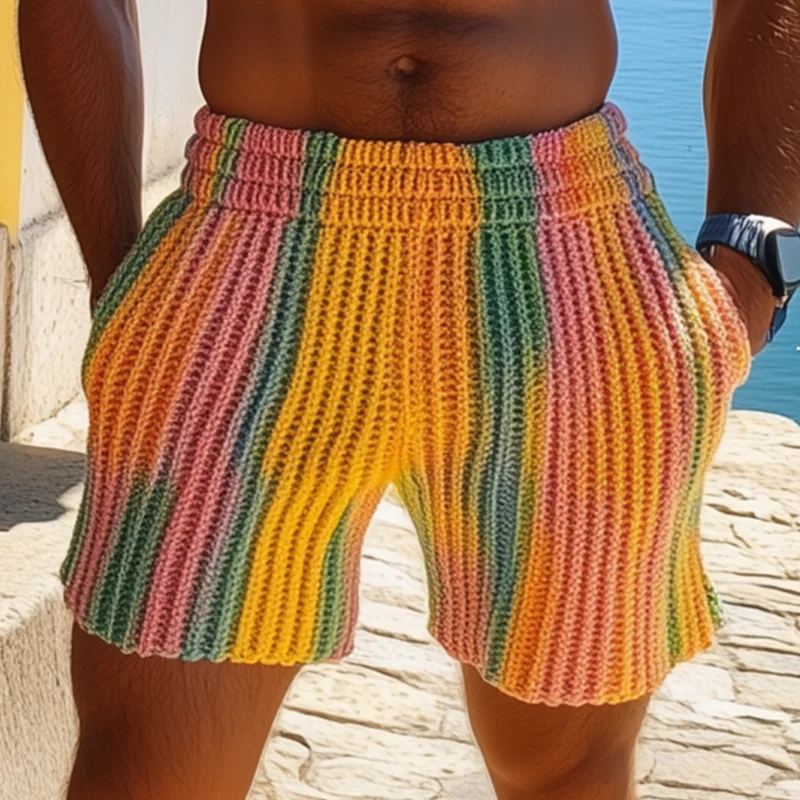Lloyd | Men'S Spring And Summer Fashion Casual Rainbow Elastic Waist Knitted Shorts - Image 5