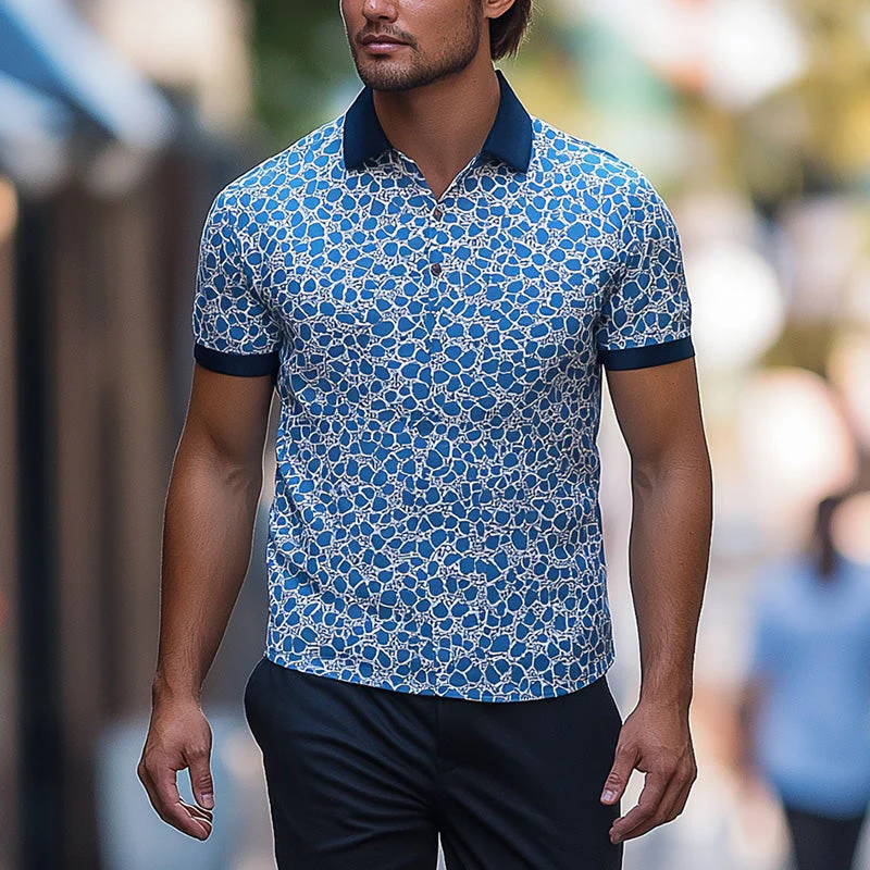 Lloyd | Men'S Summer Fashion Printed Blended Short Sleeve Polo Shirt - Image 2