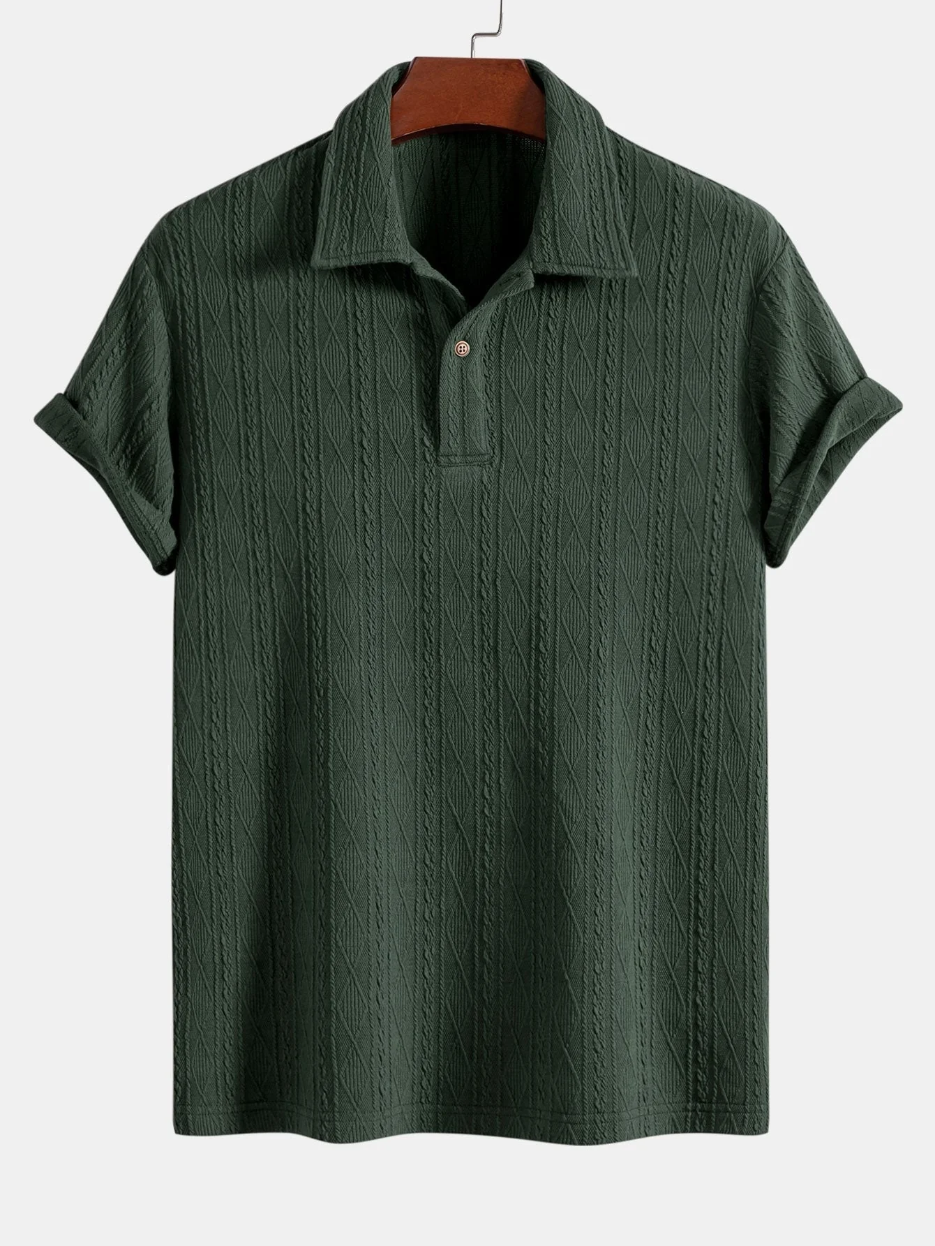 Logan | Knitted Rhombus Geometric Jacquard Polo - Image 5