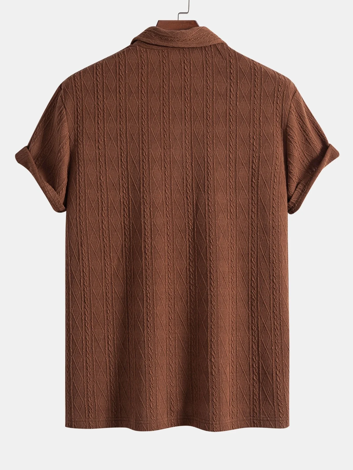 Logan | Knitted Rhombus Geometric Jacquard Polo - Image 6