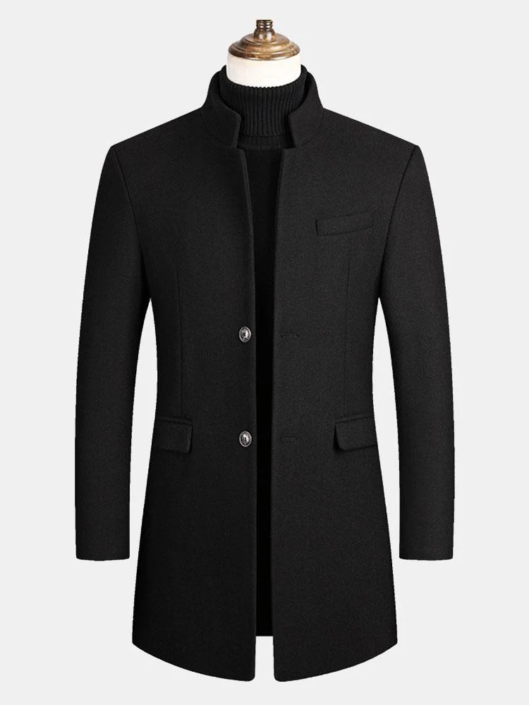 Logan | Stand Collar Woolen Overcoat - Image 2