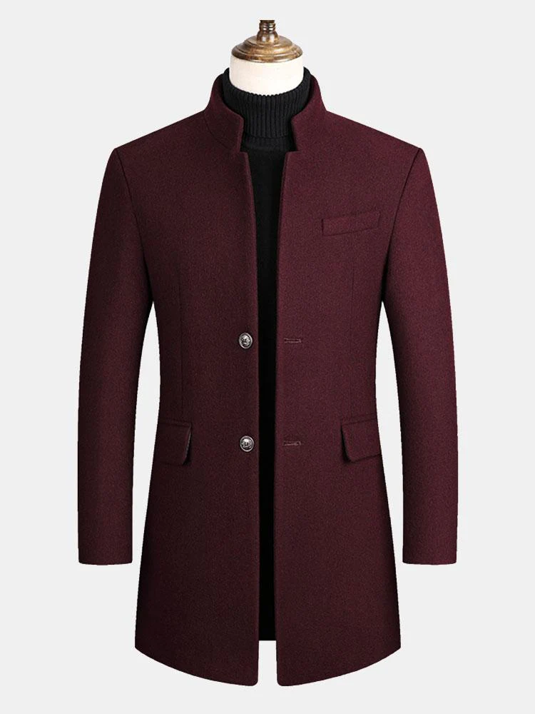 Logan | Stand Collar Woolen Overcoat - Image 3