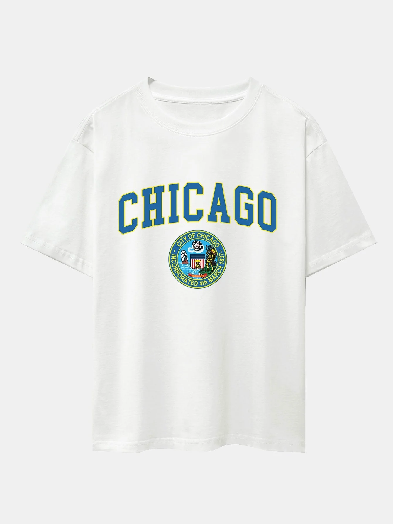 Lorenzo® | Chicago Coat Of Arms Print Drop Shoulder Oversize T-Shirt - Image 3