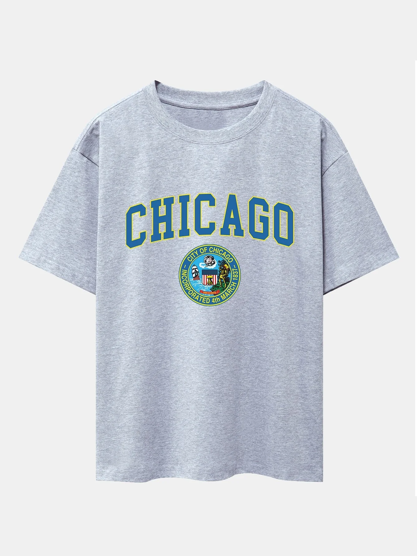 Lorenzo® | Chicago Coat Of Arms Print Drop Shoulder Oversize T-Shirt - Image 4