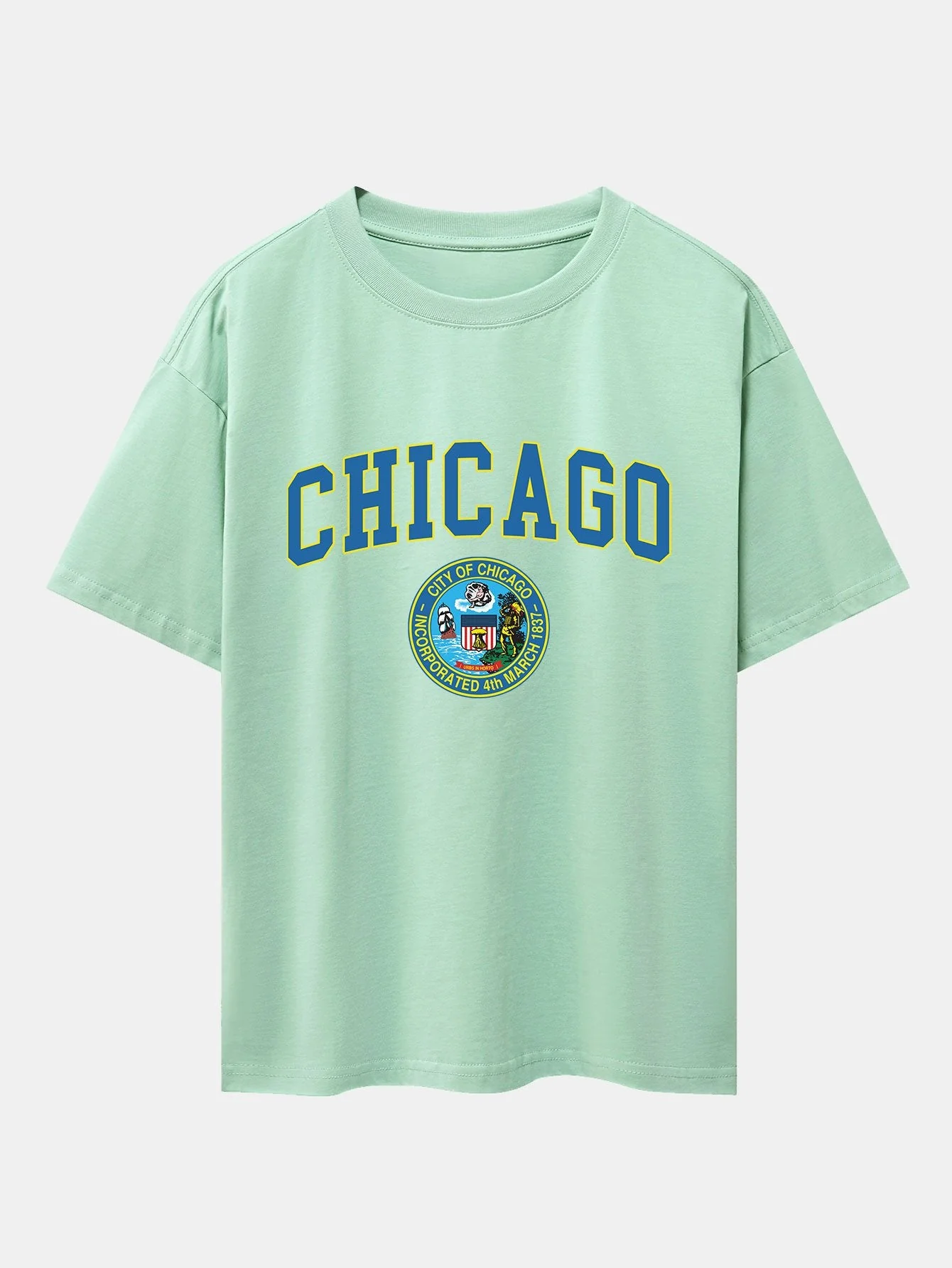 Lorenzo® | Chicago Coat Of Arms Print Drop Shoulder Oversize T-Shirt - Image 6