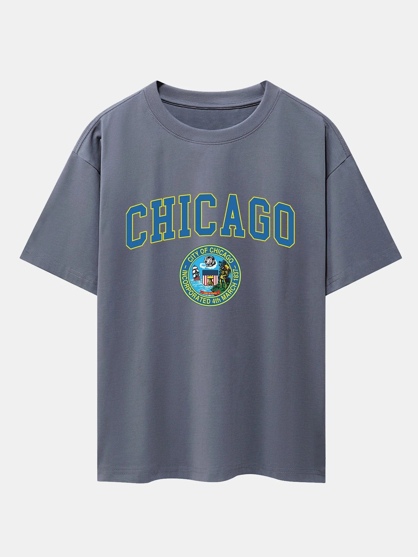 Lorenzo® | Chicago Coat Of Arms Print Drop Shoulder Oversize T-Shirt - Image 7