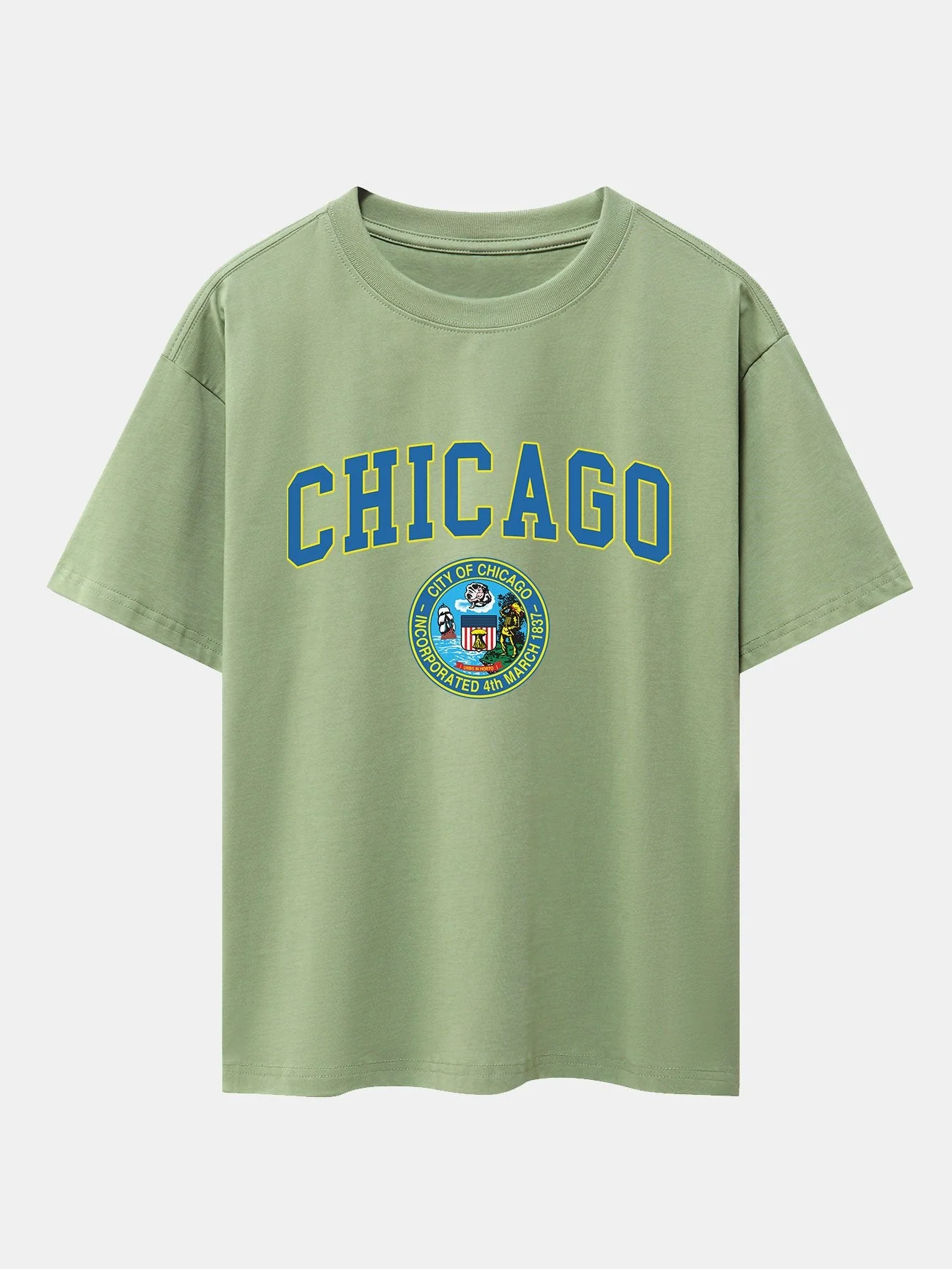 Lorenzo® | Chicago Coat Of Arms Print Drop Shoulder Oversize T-Shirt - Image 8