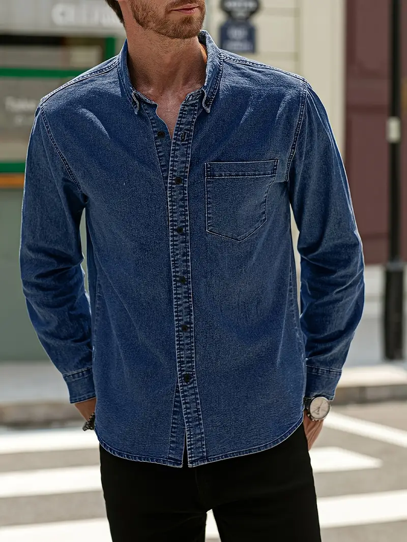 Lou® | Denim Long Sleeve Shirt For Men - Image 16
