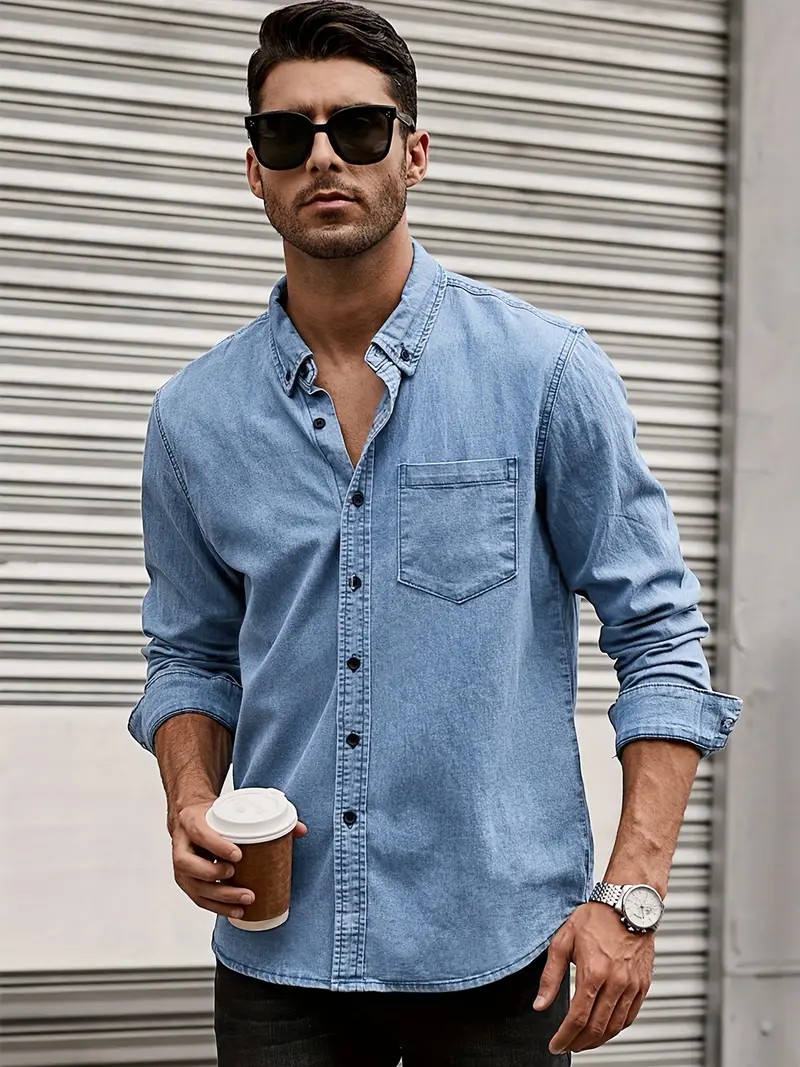 Lou® | Denim Long Sleeve Shirt For Men - Image 19