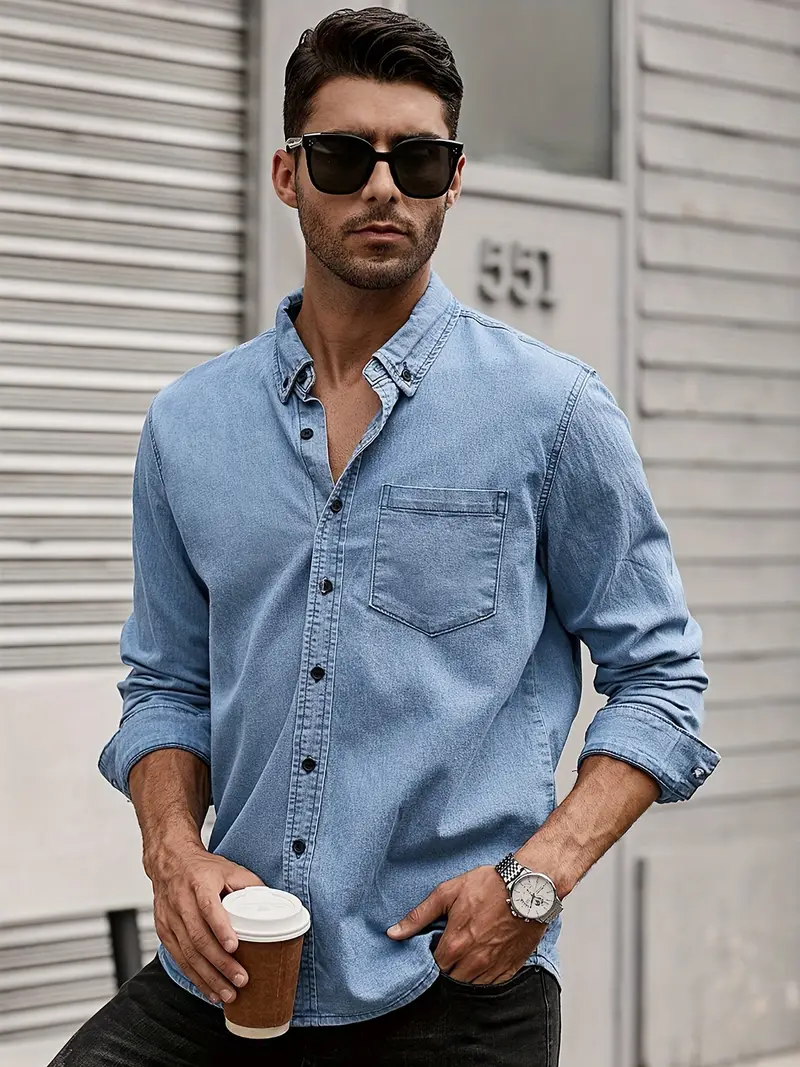 Lou® | Denim Long Sleeve Shirt For Men - Image 21
