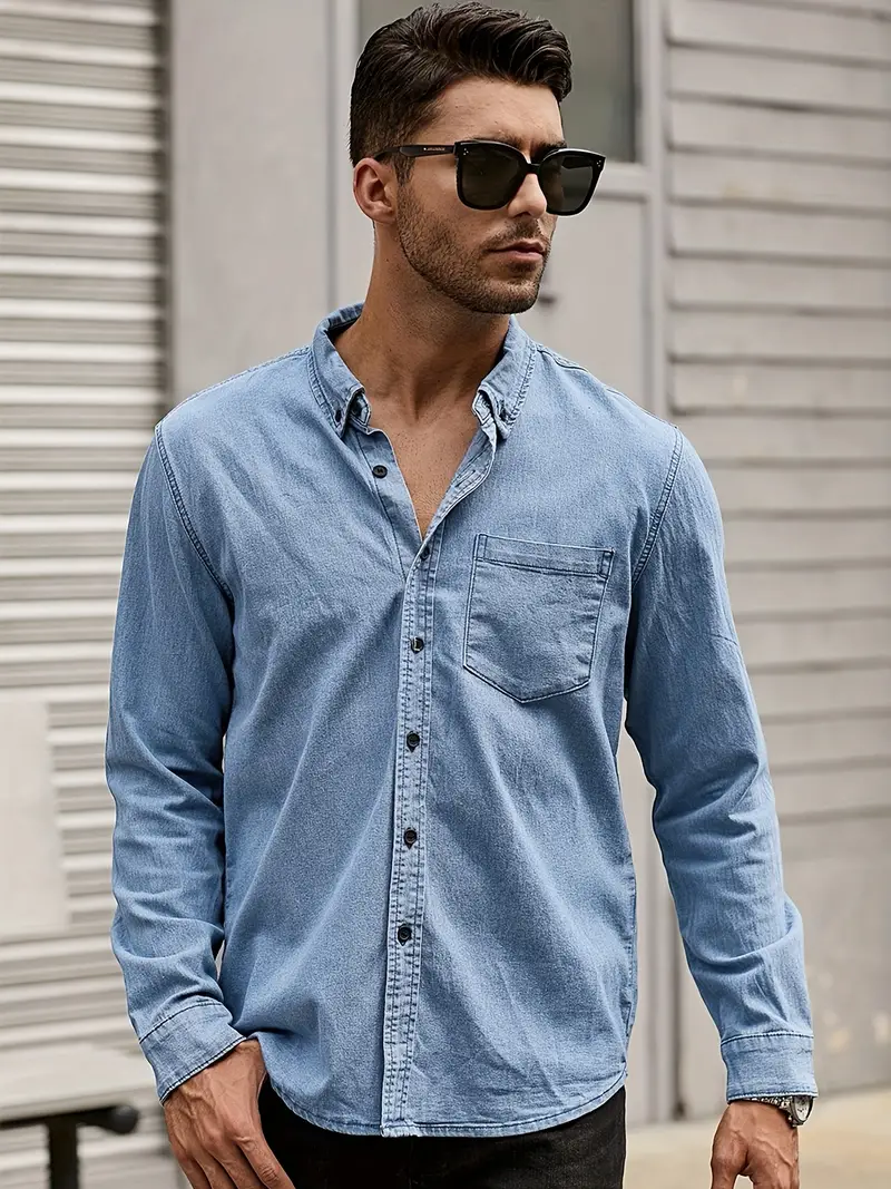 Lou® | Denim Long Sleeve Shirt For Men - Image 22