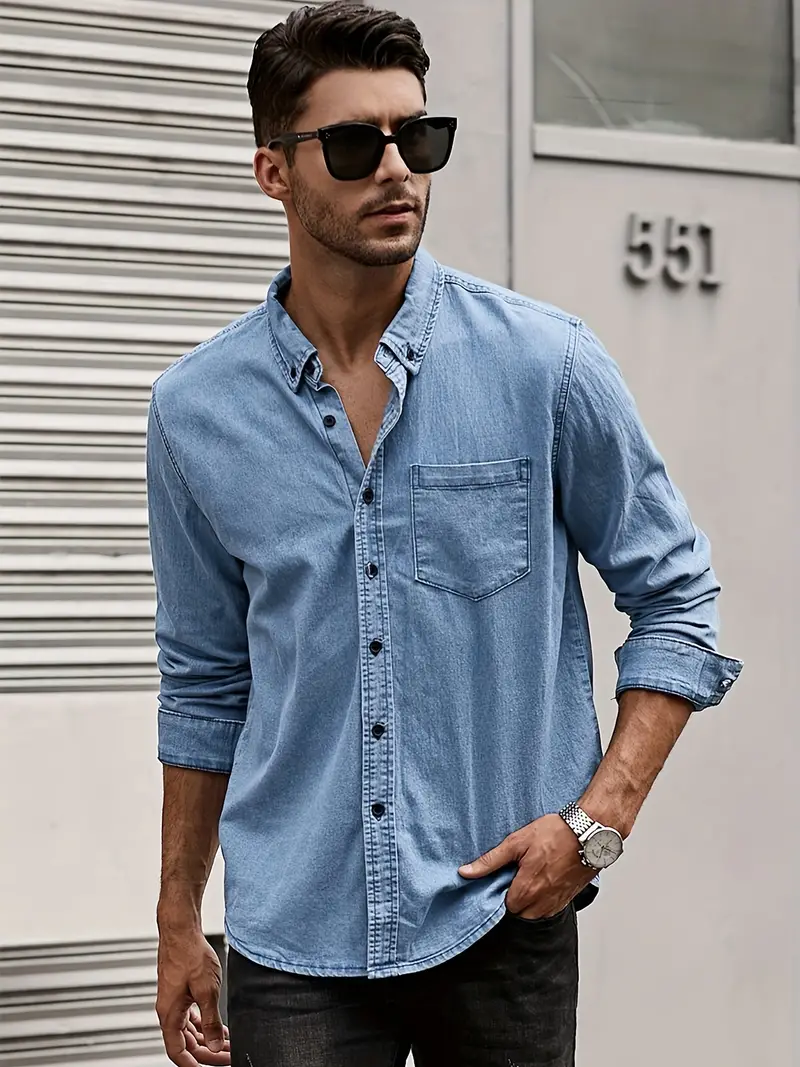 Lou® | Denim Long Sleeve Shirt For Men - Image 23