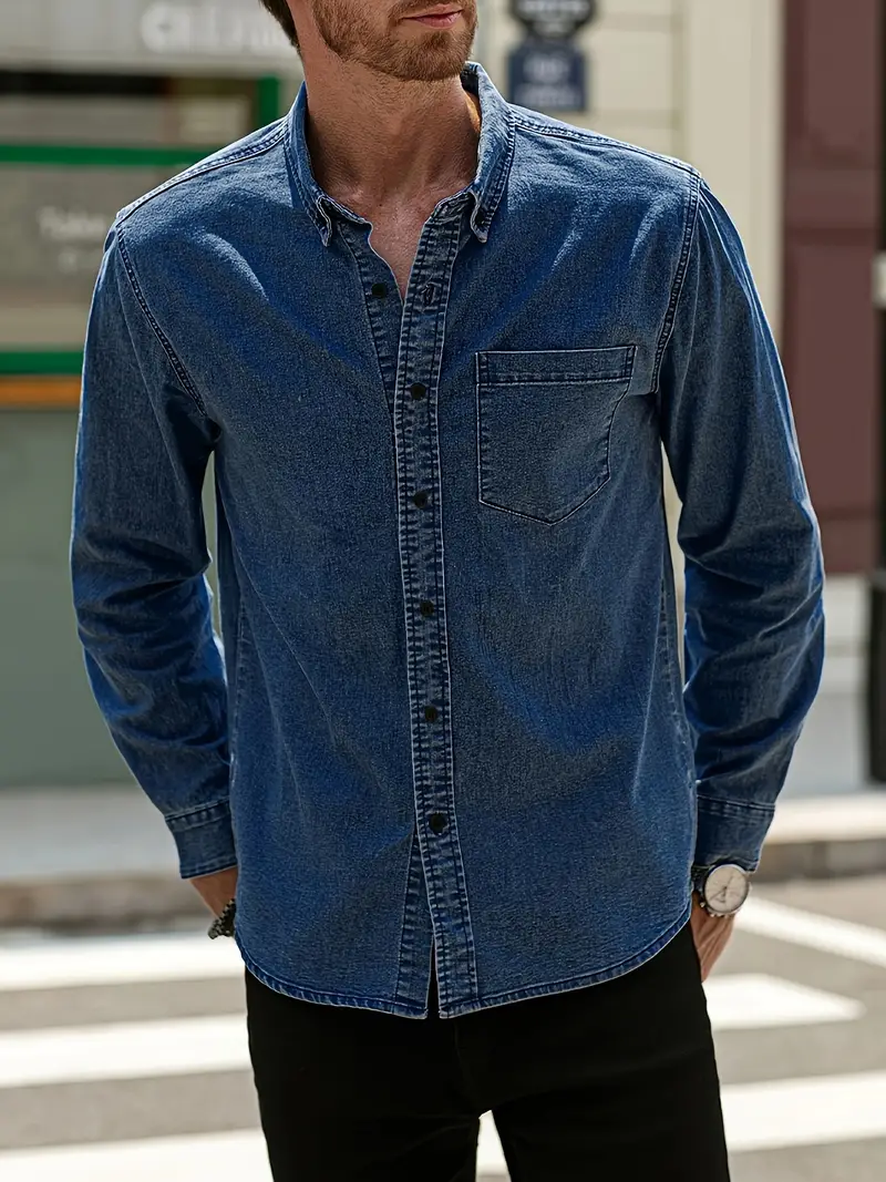 Lou® | Denim Long Sleeve Shirt For Men - Image 26