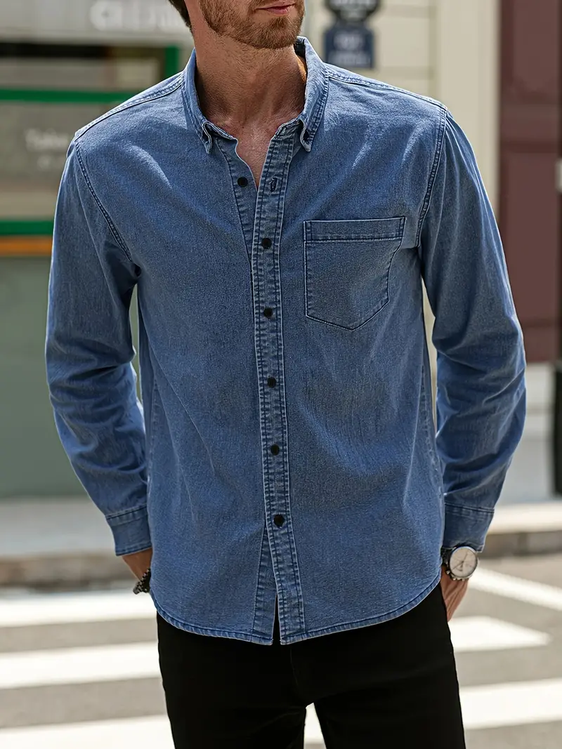 Lou® | Denim Long Sleeve Shirt For Men - Image 28