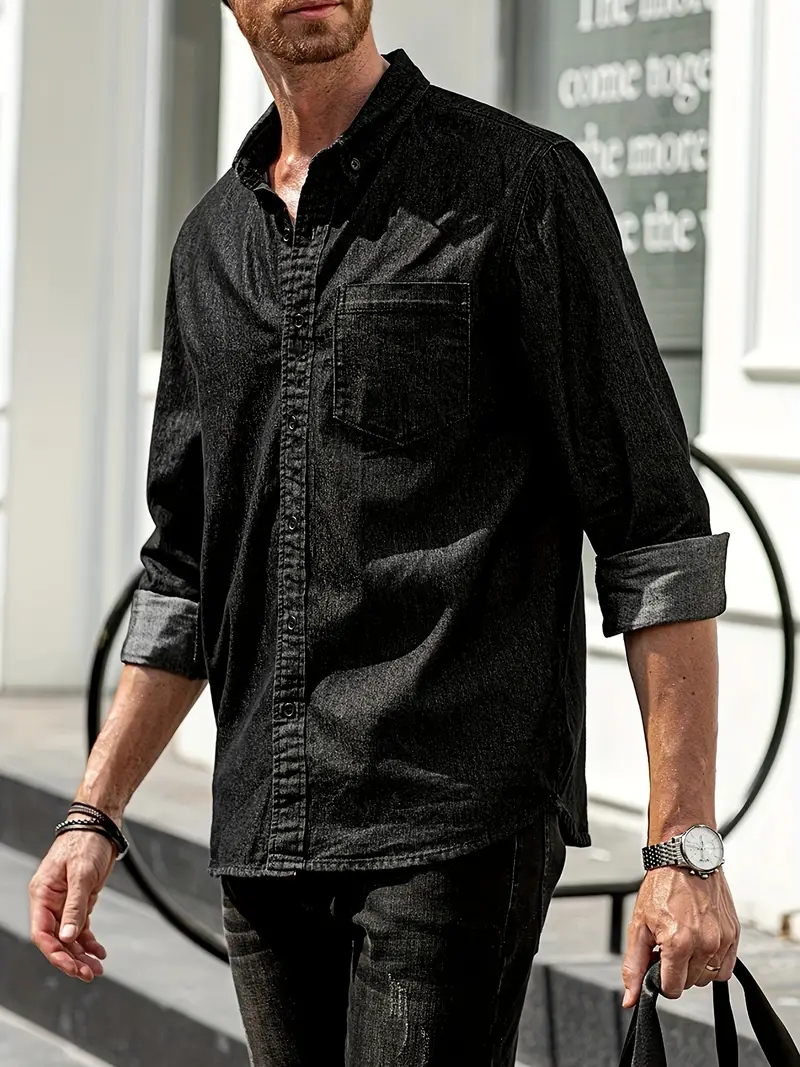 Lou® | Denim Long Sleeve Shirt For Men - Image 5
