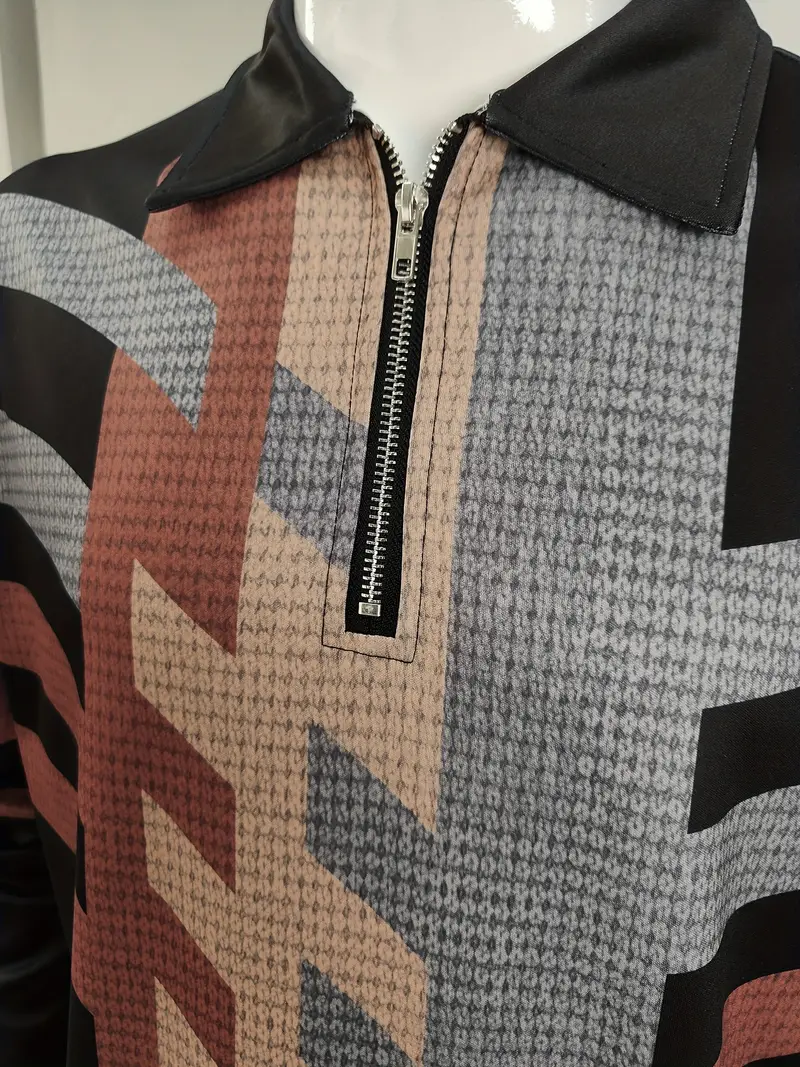 Louise® | Geometric Long Sleeve Zipper Shirt For Spring - Image 2