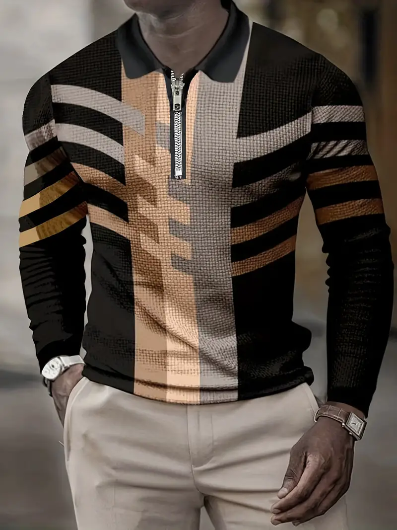 Louise® | Geometric Long Sleeve Zipper Shirt For Spring - Image 5